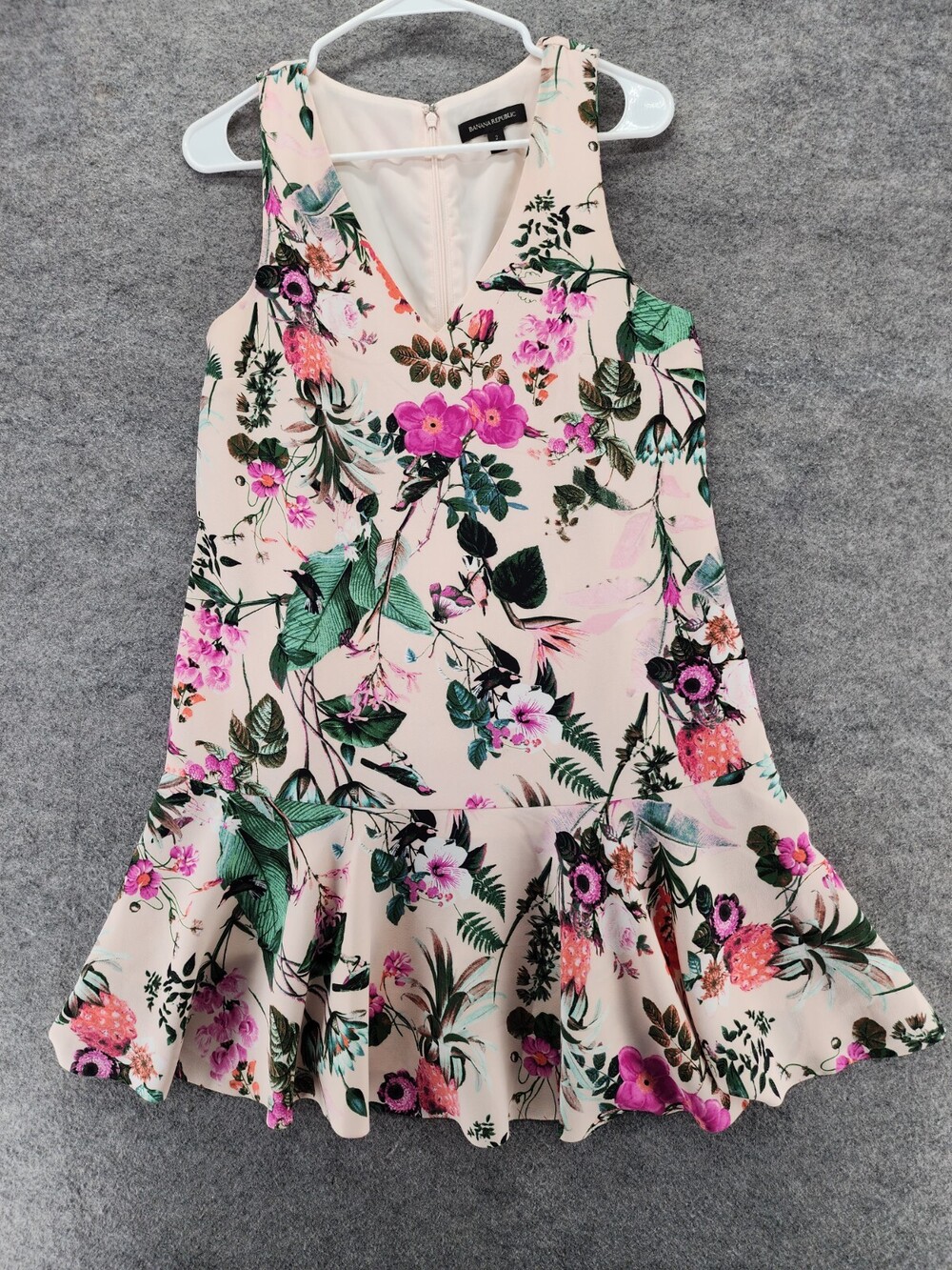 Banana Republic Dress Womens 2 V Neck Sleeveless Pink Floral
